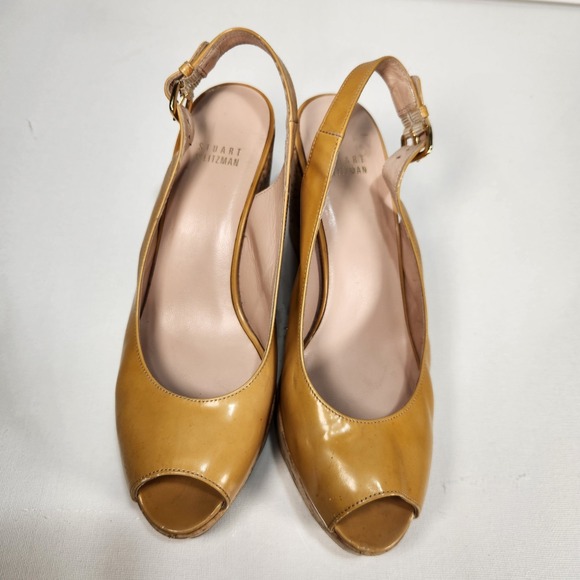 Vintage Stuart Weitzman Shoes Womens Size 9M Yellow Patent Wedge Heels Platform - Picture 6 of 9